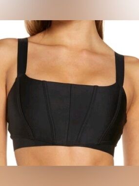 ALO Yoga Airlift Corset Sports Bra Black Square-Neck